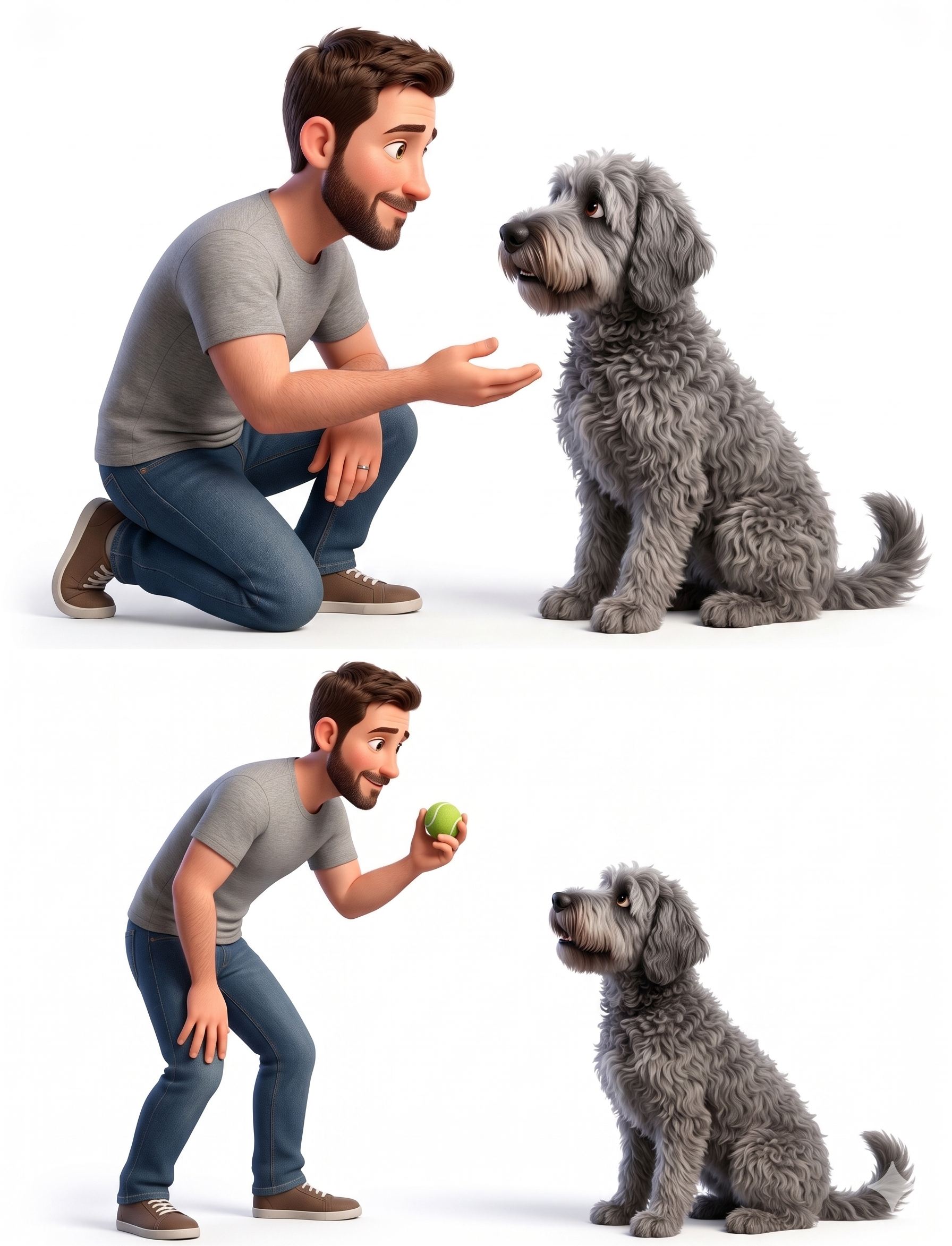 Duke the friendly dog mascot with his owner